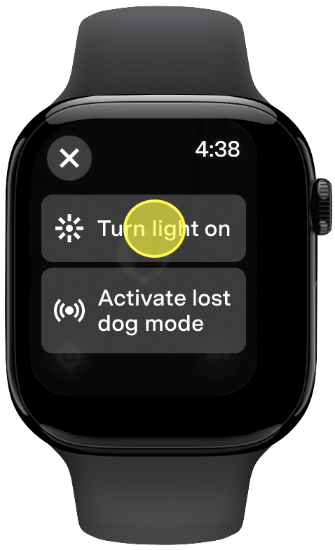 Turn light on button highlighted