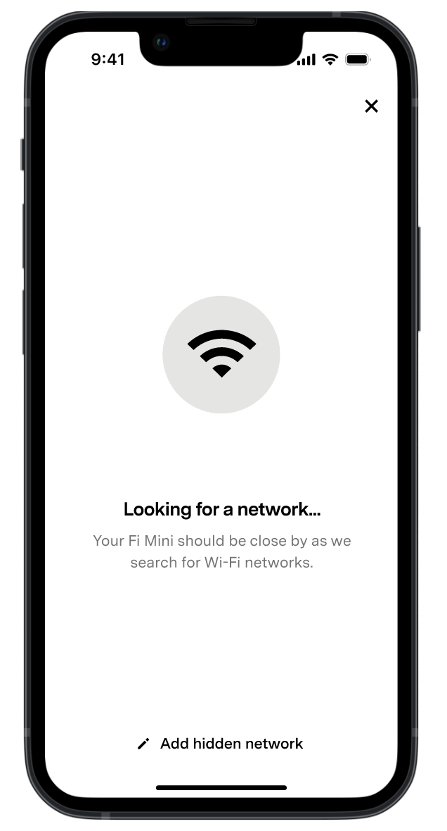 Looking for a wi-fi network screen