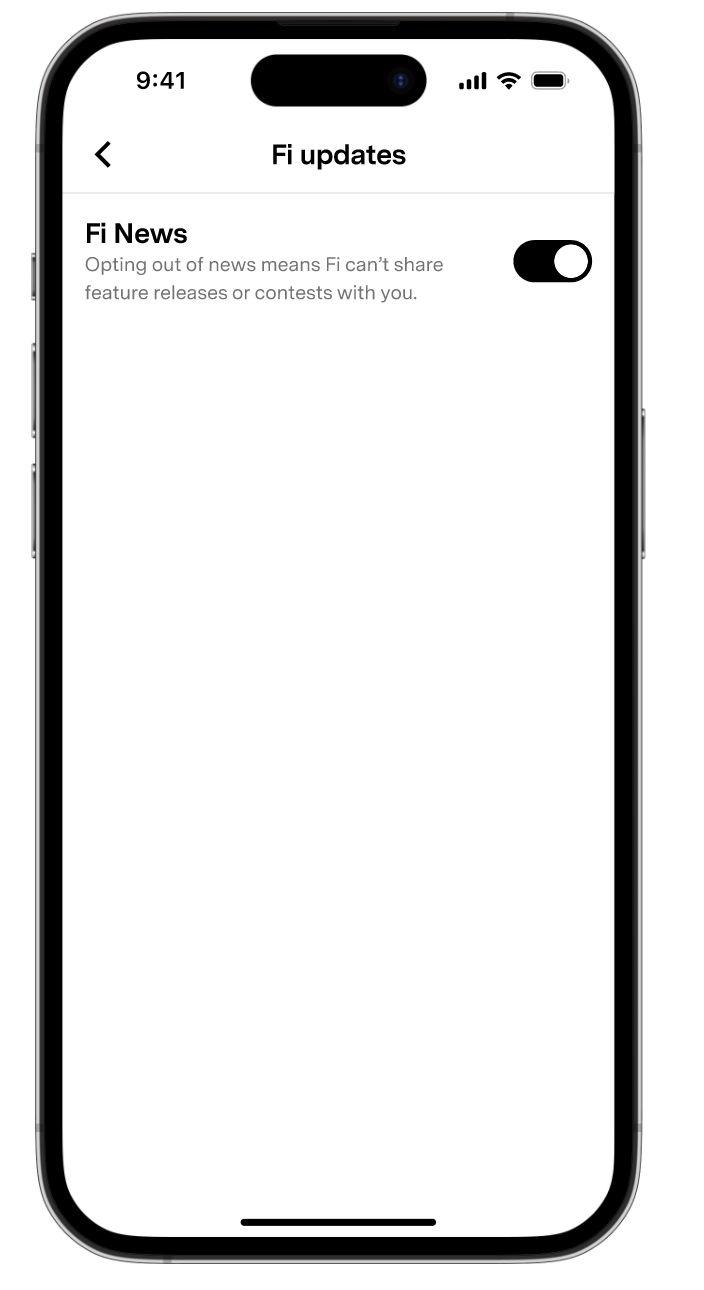 Fi Updates menu