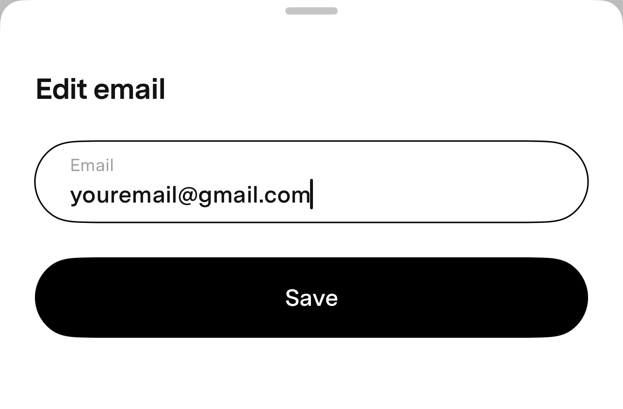 Edit email pop up