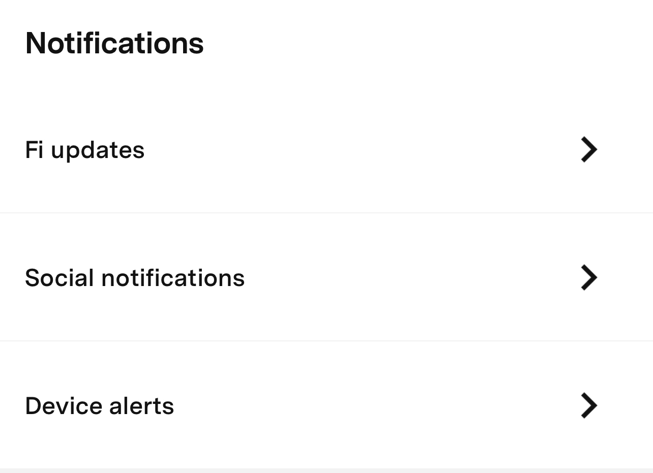 Notification heading in Menu