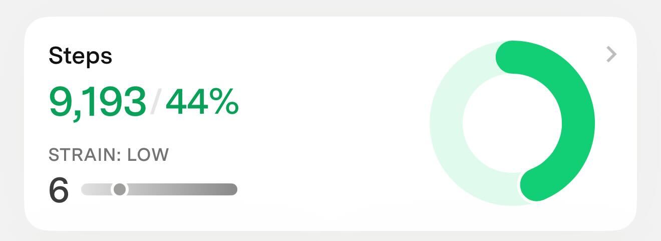 Fi app Steps card showing steps and daily goal percentage