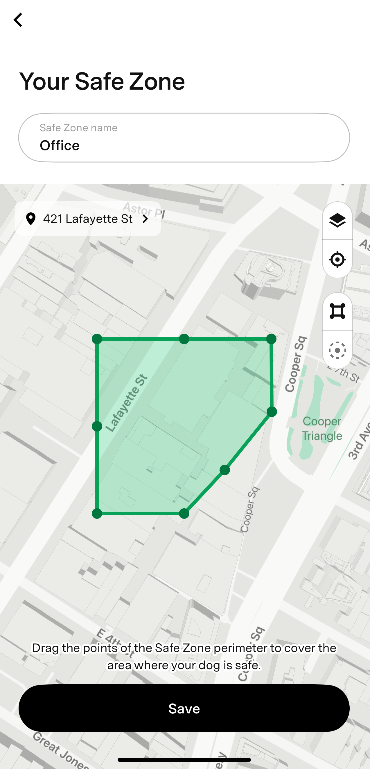 Location Name and address search bar
