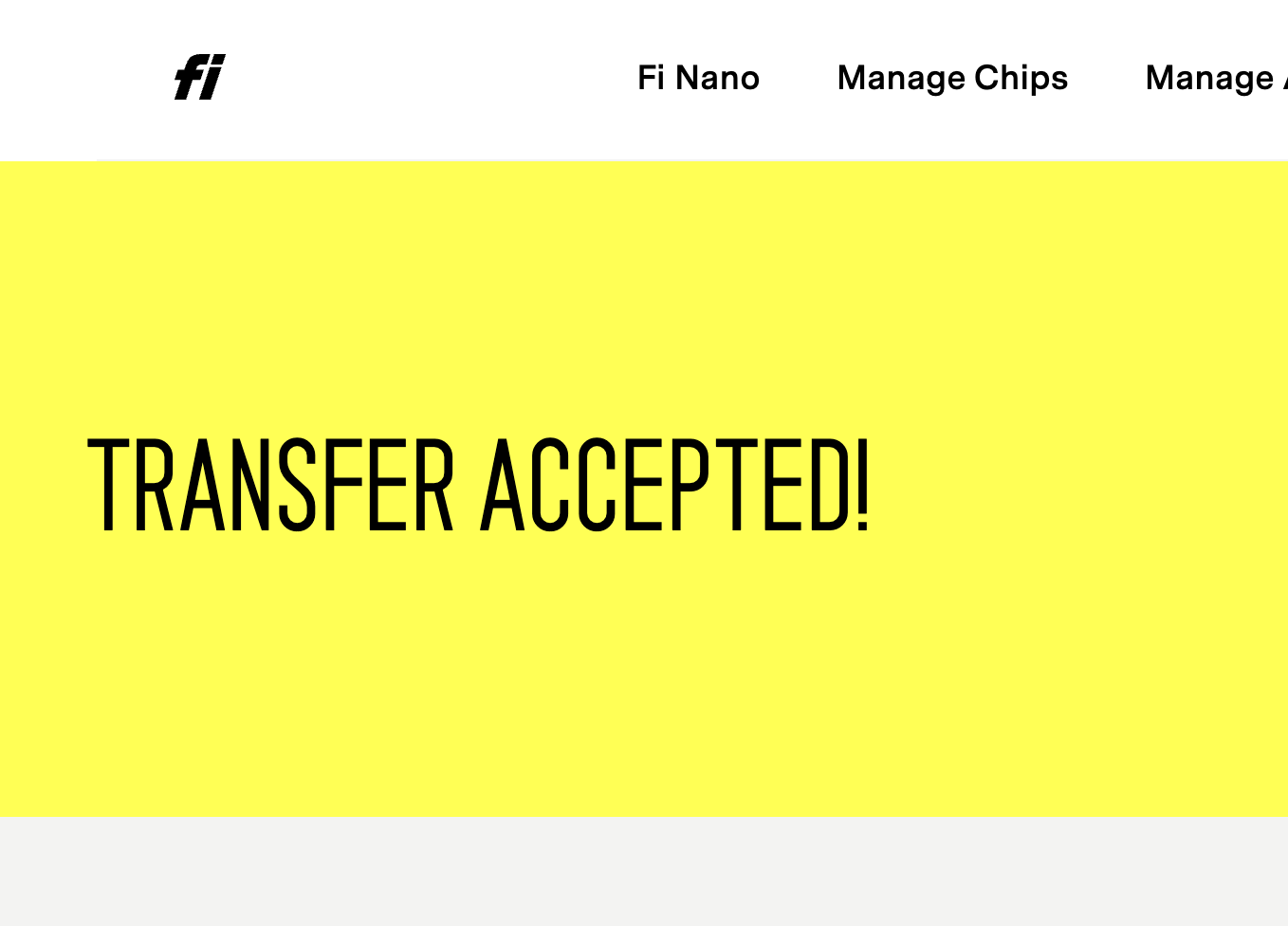 Transfer accepted splash page