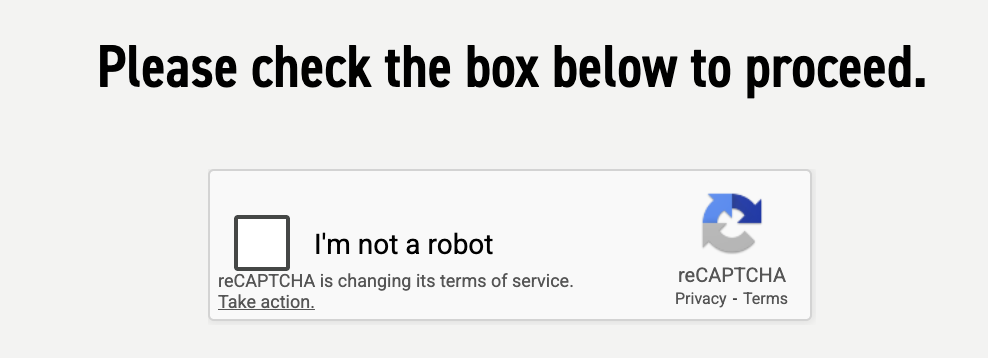 reCAPTCHA on Fi Nano site