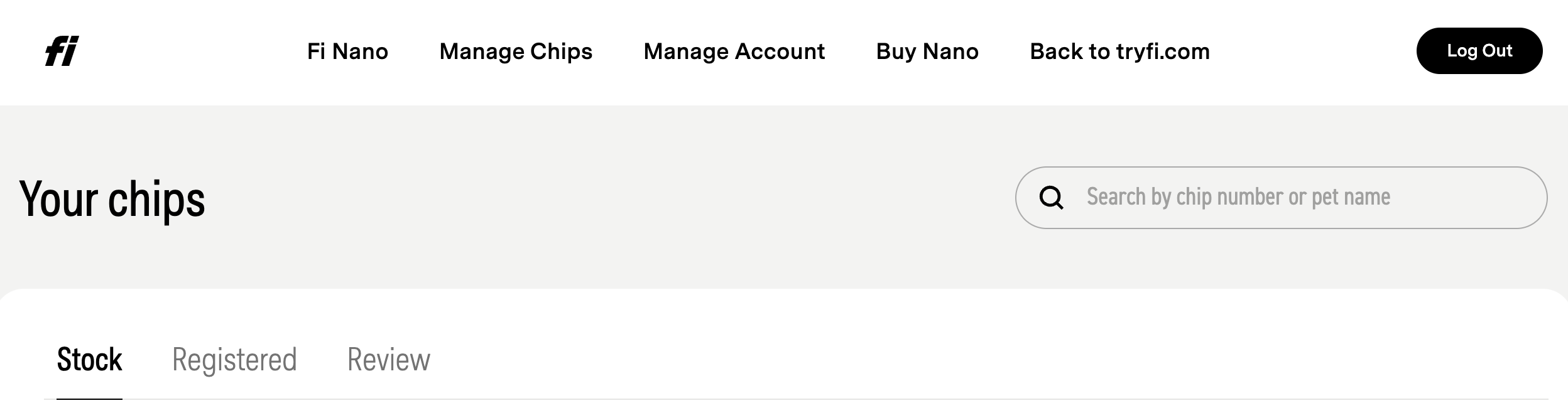 Your chips page in Fi Nano interface