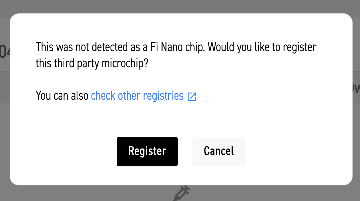 Confirmation on registering a third party chip