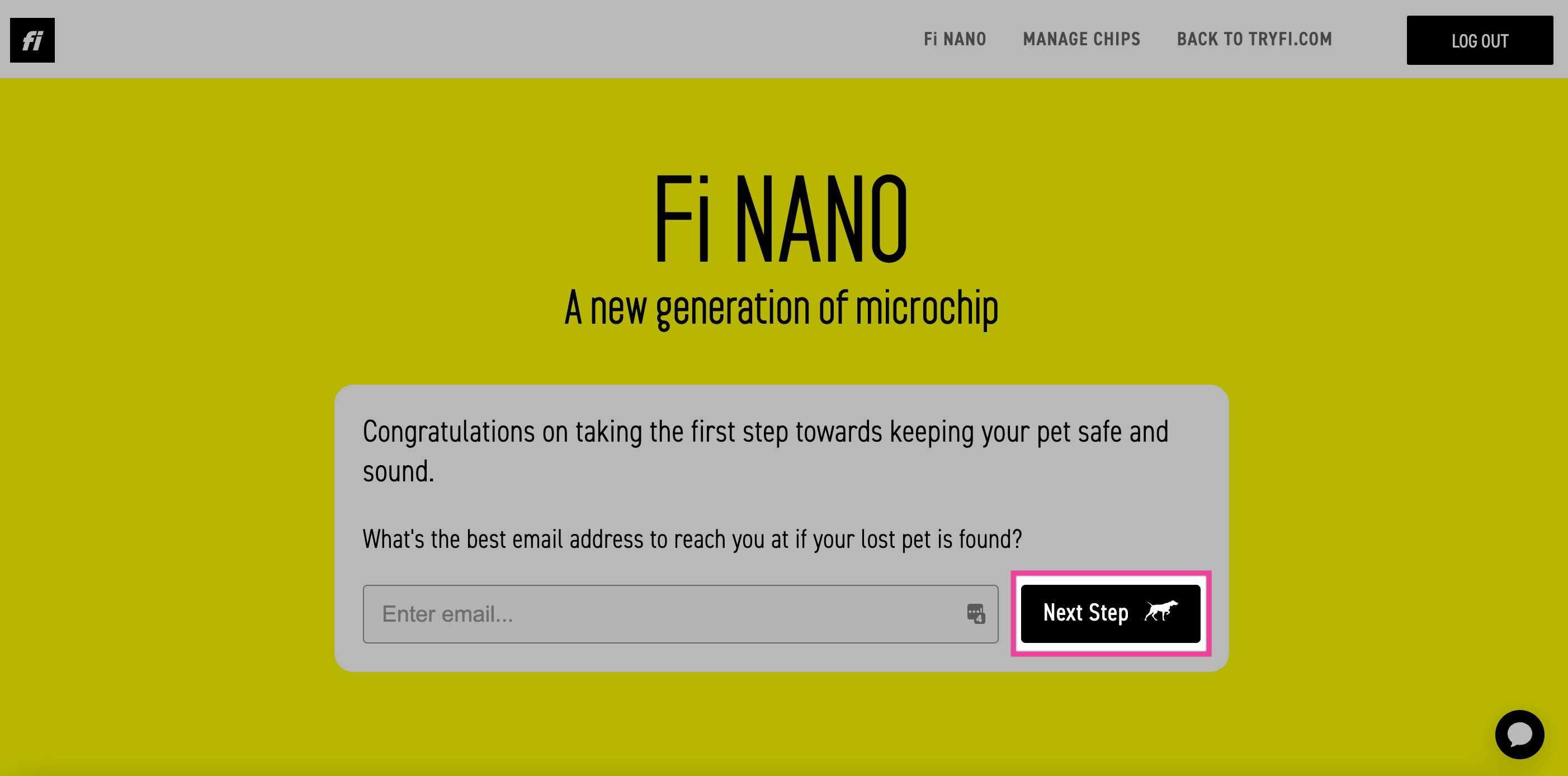Registration form field for entering the contact email address