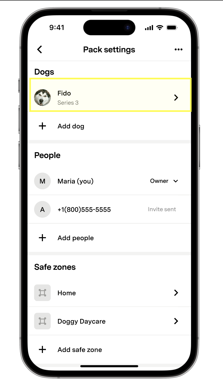 Dog highlighted on Pack settings page.png