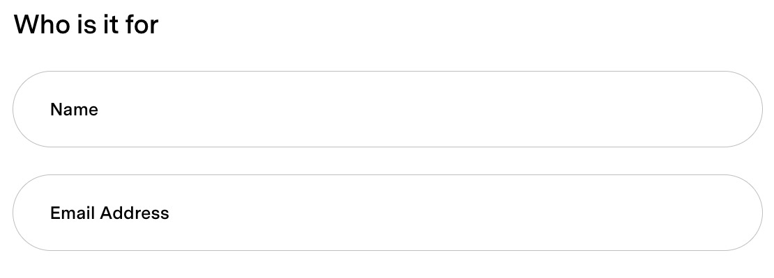 The Who is it for section with fields for the recipient name and email address.