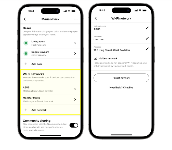 Screenshot view of the Fi App's Wifi Connectivity settings