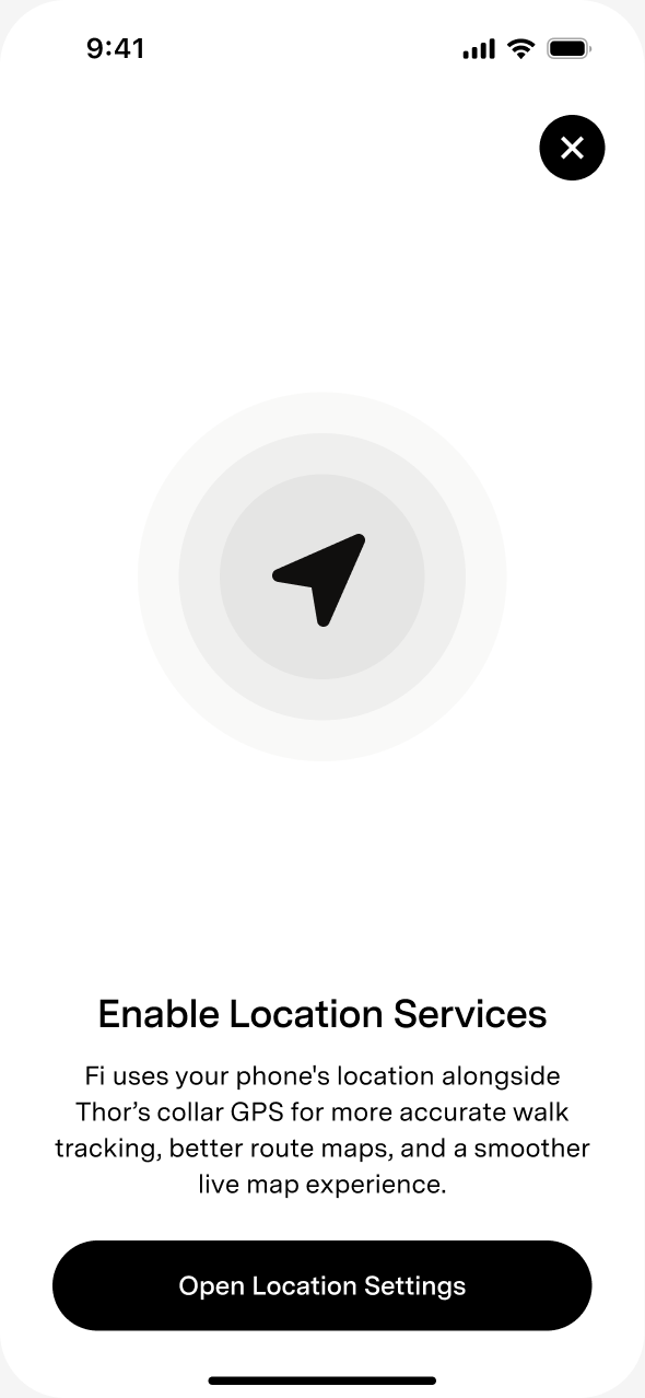 Screenshot view of the Fi App asking for Location Services to be enabled.png