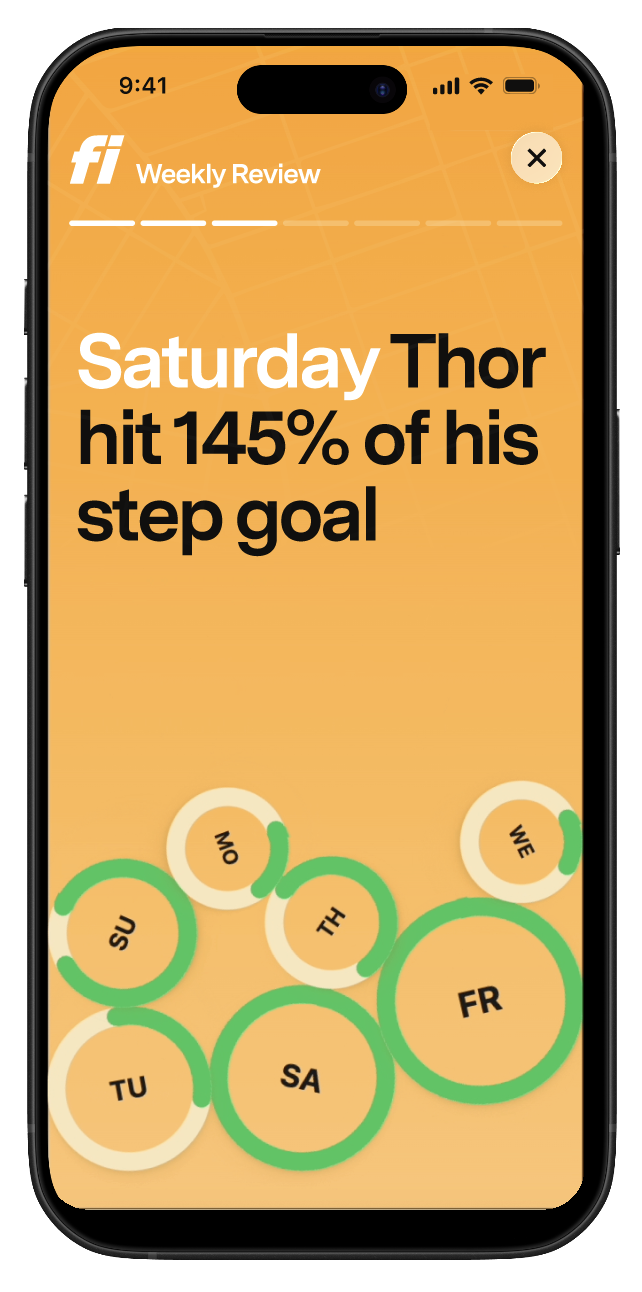 Third slide of the weekly recap card in the Fi App